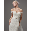 Sweetheart Neckline off Shoulder Wedding Dress with a Large Bow on The Back